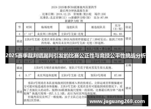 2025赛季裁判错漏判引发的比赛公正性与竞技公平性挑战分析